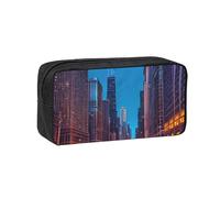 JBJGKHLP Chicago Night Print Trousse à stylos simple et spacieuse pour papeterie de bureau Pochette de rangement légère