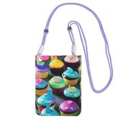 JBJGKHLP Coloré Happy Birthday Cupcakes Imprimer Mode Léger Mince Téléphone Sac à Bandoulière Résistant à L'eau Voyage Utilisation en Plein Air, violet, Taille unique