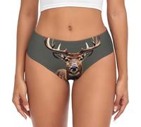 JBJGKHLP Culotte respirante pour femme avec imprimé cerf - Évacuation de l'humidité - Travail à domicile - Pêche, Noir , M