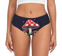 JBJGKHLP Culotte respirante pour femme Motif champignons magiques Évacuation de l'humidité Travail Maison Exercice Pêche, Noir , S