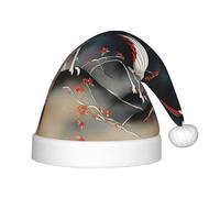 JBJGKHLP Deux grues japonaises volant peinture traditionnelle imprimé chapeau de Noël enfants convient pour les années de Noël chapeau de Père Noël avec pour fêtes de fin d'année
