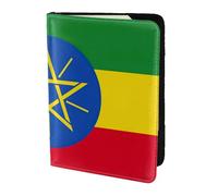 JBJGKHLP Étui portefeuille unisexe avec imprimé drapeau de l'Éthiopie pour passeport et documents de voyage, Noir , Taille unique