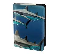 JBJGKHLP Étui portefeuille unisexe léger et sécurisé pour passeport et documents de voyage Motif requins marteaux, Noir , Taille unique