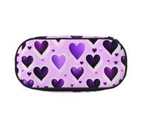 JBJGKHLP Fashion Purple Hearts Print Trousse à crayons pratique pratique pour l'école et le bureau, Noir , Taille unique, Organiseur de sac
