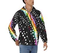 JBJGKHLP Glitter Rainbow Polka Dot Stripe Black And White Print Sweatshirt Pullover Respirant Baggy Casual For Work Athletic Use Sportswear, Noir , XXL