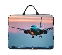 JBJGKHLP Housse pour ordinateur portable 14" Motif avion dans les lumières du soir Pour l'école, le bureau, les voyages, usage quotidien