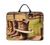 JBJGKHLP Housse pour ordinateur portable 14" Motif bottes de cowgirl Chapeau dans les fermes Pour l'école, le bureau, les voyages, usage quotidien
