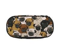 JBJGKHLP Imagen De Pug Trousse à crayons pratique Motif carlin Sac de rangement pratique pour l'école et le bureau, Noir , Taille unique, Organiseur de sac