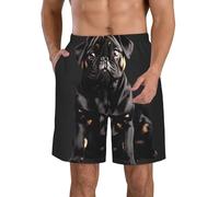 JBJGKHLP Joli chien carlin noir - échelle standard - 2_00x - Imprimé - Short pratique pour homme - Fonctionnalité - Maillot de bain - Vêtements d'été - Activités de plein air, blanc, XXL