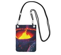 JBJGKHLP Kilauea Sac à bandoulière léger et fin avec imprimé volcan résistant à l'eau pour voyage et extérieur, Noir , Taille unique