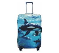 JBJGKHLP Killer Whales Swim Along Valise élastique universelle imperméable pour voyage d'affaires vacances, Noir , L, Bagage à main