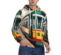 JBJGKHLP Lisbonne Sweat à capuche pour homme Motif tram chaud et léger à porter au quotidien avec poches kangourou, Noir , XL