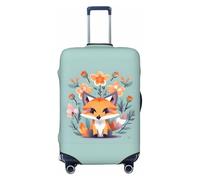 JBJGKHLP Mignon Animal Renard Fleurs Imprimé Valise Élastique Universel Protection Bagages Étanche Voyage Business Vacances, Noir , M, Bagage à main
