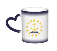 JBJGKHLP Mug à café en céramique avec motif drapeau de l'État du Rhode Island - Motif ciel étoilé - Changement de couleur - Cadeau d'anniversaire, de bureau