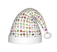 JBJGKHLP Présentation de divers légumes imprimés chapeau de Noël enfants convient aux années chapeau de Père Noël avec pour les fêtes de fin d'année, célébrations