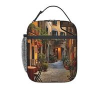 JBJGKHLP Sac à déjeuner isotherme avec motif imprimé de rue italienne, confortable, pour transporter des collations, des repas, des boissons, de la salade