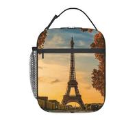 JBJGKHLP Sac à déjeuner isotherme avec motif Tour Eiffel Paris Automne Sac à déjeuner confortable pour transporter des collations, des repas, des boissons, de la salade