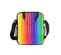 JBJGKHLP Sac à déjeuner transparent à rayures arc-en-ciel pour école, bureau, voyage, pique-nique, boîte à bento