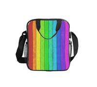 JBJGKHLP Sac à déjeuner transparent avec fond en bois coloré arc-en-ciel pour l'école, le bureau, les voyages, les pique-niques, boîte à bento