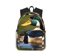 JBJGKHLP Sac à dos léger et décontracté imprimé deux canards colverts pour adultes, résistant à l'eau, usage quotidien, voyage, randonnée, trajet
