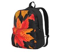 JBJGKHLP Sac à dos pour adulte imprimé feuilles rouges d'automne grande capacité résistant à l'eau léger quotidien amateurs de plein air