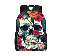 JBJGKHLP Sac à dos unisexe élégant et léger avec imprimé floral et crâne