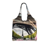 JBJGKHLP Sac à main en toile avec imprimé Tour Eiffel de Paris pour le shopping, les voyages, la plage, un usage quotidien