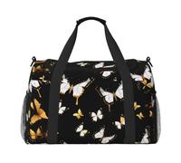 JBJGKHLP Sac de voyage polyvalent avec imprimé papillons blancs dorés et noirs