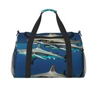 JBJGKHLP Sac de voyage polyvalent avec imprimé requins marteaux, sac à main, sac à bandoulière pliable, sac fourre-tout pour voyage d'affaires, bagage à main en plein air