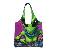 JBJGKHLP Sac fourre-tout en toile avec imprimé extraterrestre vert extra large pour le shopping, les voyages, la plage, un usage quotidien