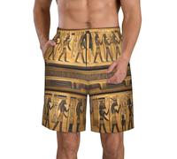 JBJGKHLP Short de bain pour homme imprimé hiéroglyphes égyptiens pratique pour l'été, la plage, les activités de plein air, blanc, L