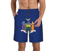 JBJGKHLP Short pratique pour homme avec imprimé drapeau de l'État de New York - Short de bain fonctionnel - Pour l'été, la plage, les activités de plein air, blanc, L