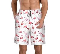 JBJGKHLP Short pratique pour homme avec imprimé flamant rose - Pour l'été - Activités de plein air, blanc, 3XL