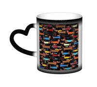 JBJGKHLP Tasse à café en céramique avec impression « I Love My Dog Teckels » - Changement de couleur - Cadeau d'anniversaire, de bureau