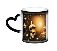 JBJGKHLP Tasse à café en céramique avec note de musique dorée avec étoile brillante tombée, ciel étoilé, changement de couleur, cadeau d'anniversaire, de bureau, tasse à café