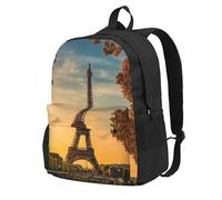 JBJGKHLP Tour Eiffel Paris Automne Imprimé Grande Capacité Adulte Sac à dos Imperméable Léger Quotidien Amateurs de Plein Air