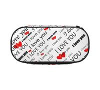JBJGKHLP Trousse à crayons avec inscription « I Love You » avec des mots avec cœurs - Pratique - Pour l'école, le bureau, Noir , Taille unique, Organiseur de sac