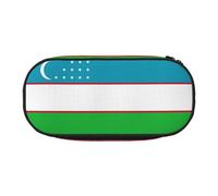 JBJGKHLP Trousse à crayons avec motif drapeau de la République d'Ouzbékistan - Pratique et pratique - Pour l'école, le bureau, Noir , Taille unique, Organiseur de sac