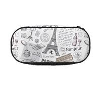 JBJGKHLP Trousse à crayons pratique avec imprimé Tour Eiffel Parisien Café, Noir , Taille unique, Organiseur de sac