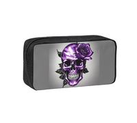 JBJGKHLP Trousse à stylos simple et spacieuse avec imprimé rose violet et tête de mort
