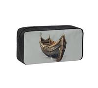 JBJGKHLP Trousse à stylos simple et spacieuse avec imprimé vieux bateaux vikings pour bureau, papeterie, pochette de rangement légère