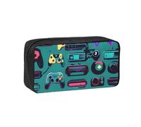 JBJGKHLP Trousse à stylos simple et spacieuse avec motif de manette de jeu - Organiseur de papeterie de bureau - Pochette de rangement légère