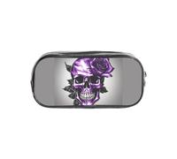 JBJGKHLP Trousse transparente pour garçons et filles avec imprimé rose violet et tête de mort
