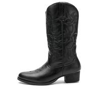 JBJYGSG Bottes de cowboy brodées Heritage for homme, bout rond, semelle en bois(Black,39)