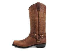 JBJYGSG Bottes de cowboy western for hommes, bottes décontractées en cuir, chevalier for, bottines mi-mollet brodées rétro Botas Hombre(Brown,43)