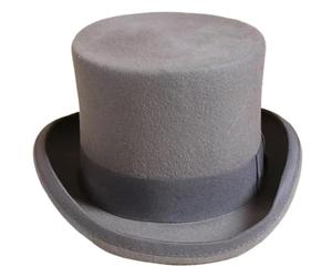 JBJYGSG Chapeau Haut De Forme Chapeau haut de forme plat en laine for homme, casquette de magicien polyvalente, chapeau à sangle cylindrique élégant(Grey,54-56cm)