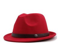 JBJYGSG Chapeau Haut De Forme Chapeau haut-de-forme simple for hommes, chapeau de Jazz en feutre élégant for hiver et automne(Red)