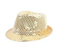 JBJYGSG Chapeau Haut De Forme Chapeau Melon À Paillettes, Casquette De Danse À Bord Roulé, Casquette De Danse Jazz Scintillante, Performance Magique Sur Scène, Chapeau À Perles(Yellow)