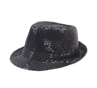 JBJYGSG Chapeau Haut De Forme Chapeau Melon À Paillettes, Casquette De Danse À Bord Roulé, Casquette De Danse Jazz Scintillante, Performance Magique Sur Scène, Chapeau À Perles(Black)