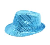 JBJYGSG Chapeau Haut De Forme Chapeau Melon À Paillettes, Casquette De Danse À Bord Roulé, Casquette De Danse Jazz Scintillante, Performance Magique Sur Scène, Chapeau À Perles(Blue)